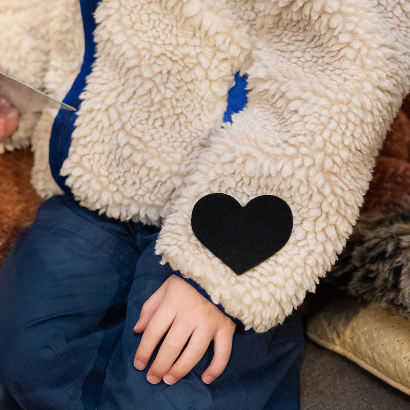 BLACK POLY FLEECE LARGE HEART