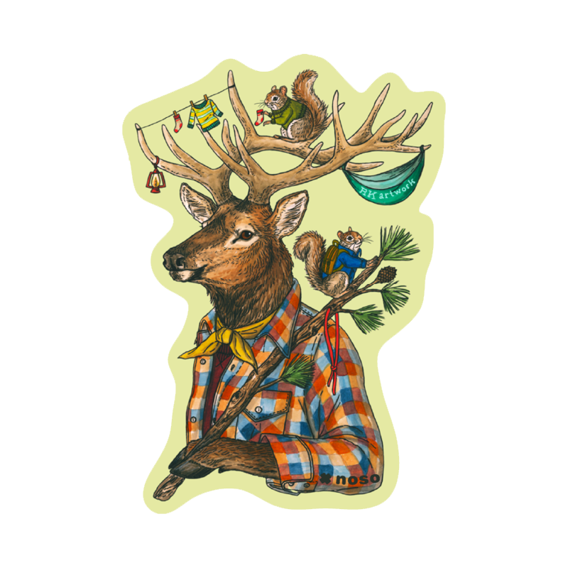 ELK & CAMPING SQUIRRELS by Rachel Kozlowski